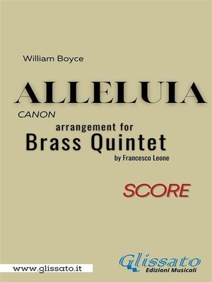 cover image of Alleluia by William Boyce for brass quintet (score)